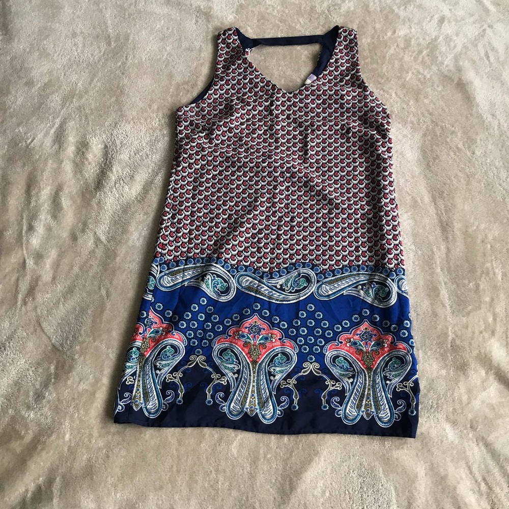 Red & blue sleeveless dress